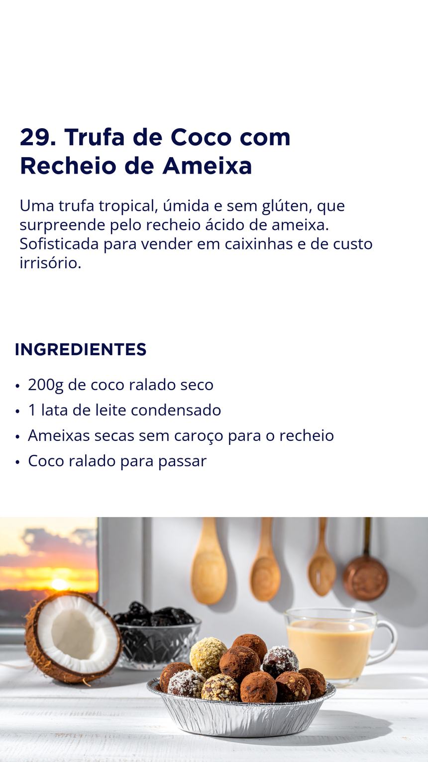 Trufa de Coco com recheio de ameixa — receita