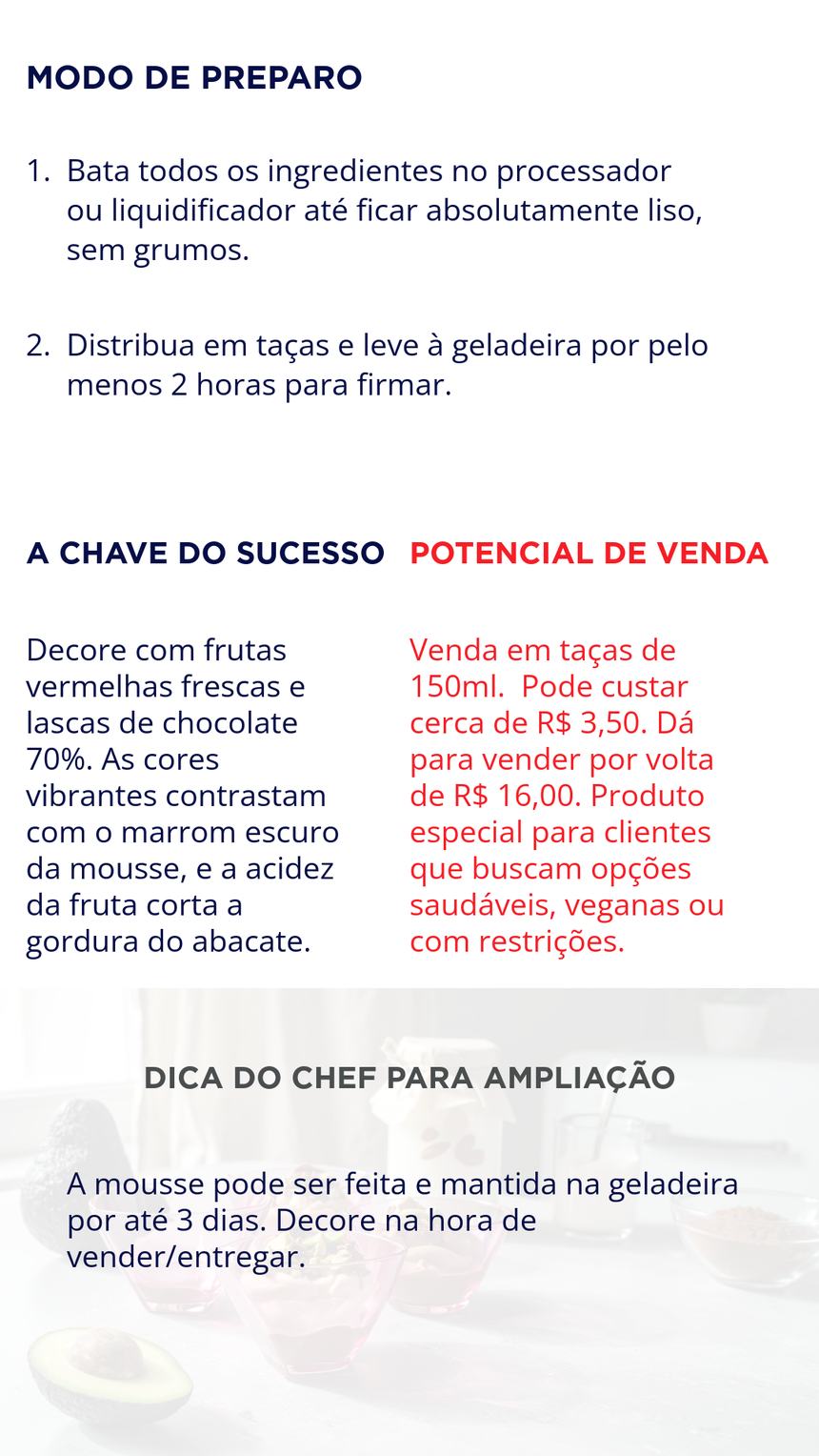 Mousse de Chocolate — modo de preparo e potencial de venda